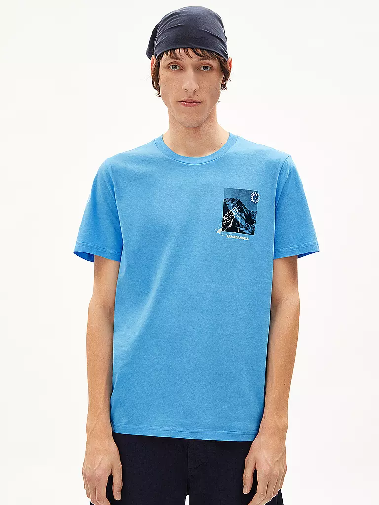 ARMEDANGELS | T-Shirt JAAMES SUMMER MOUNTAIN | hellblau