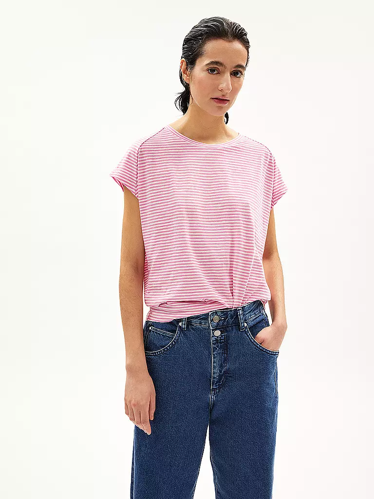 ARMEDANGELS | T-Shirt ONELIAA LOVELY STRIPES | pink
