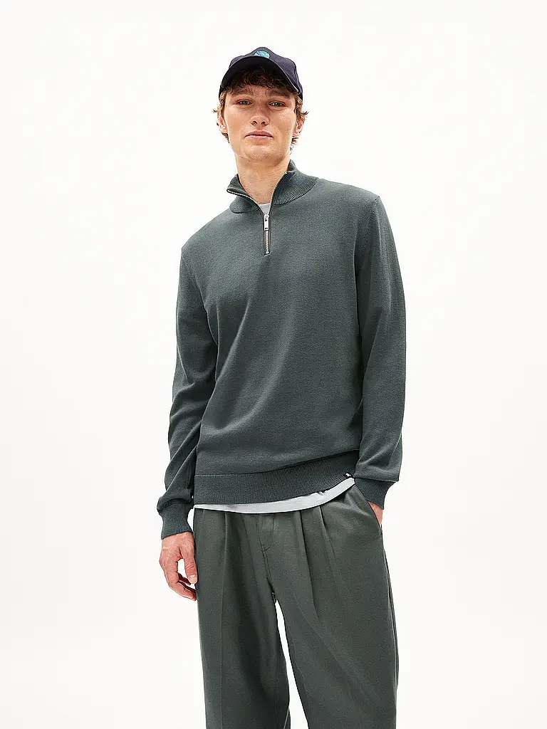 ARMEDANGELS | Troyer Pullover FAABES | dunkelgrün