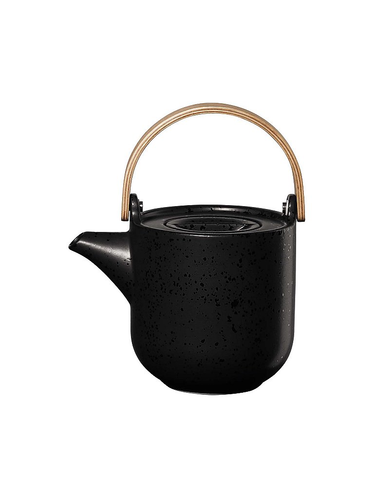 Asa Selection Gmbh - asa Selection coppatea Teekanne mit Holzgriff kuro Kanne Porzellan Schwarz matt 600 ml 19371190