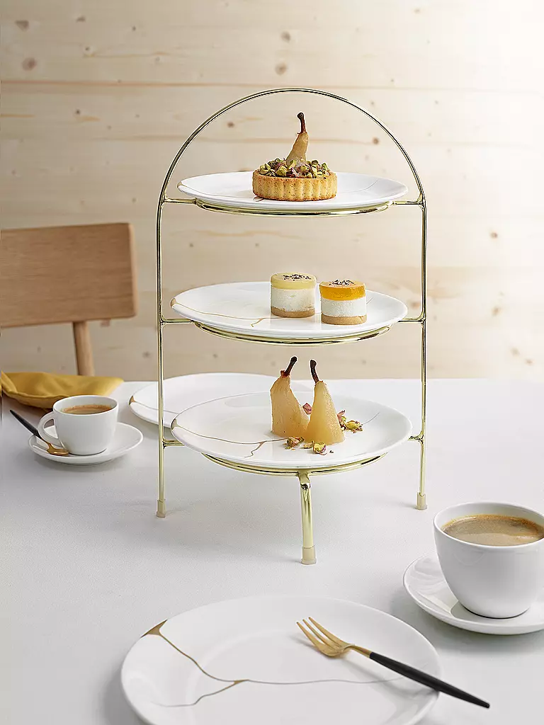 ASA SELECTION | Etagere 3-stufig für Dessertteller 21x36,5cm Goldfarben | gold