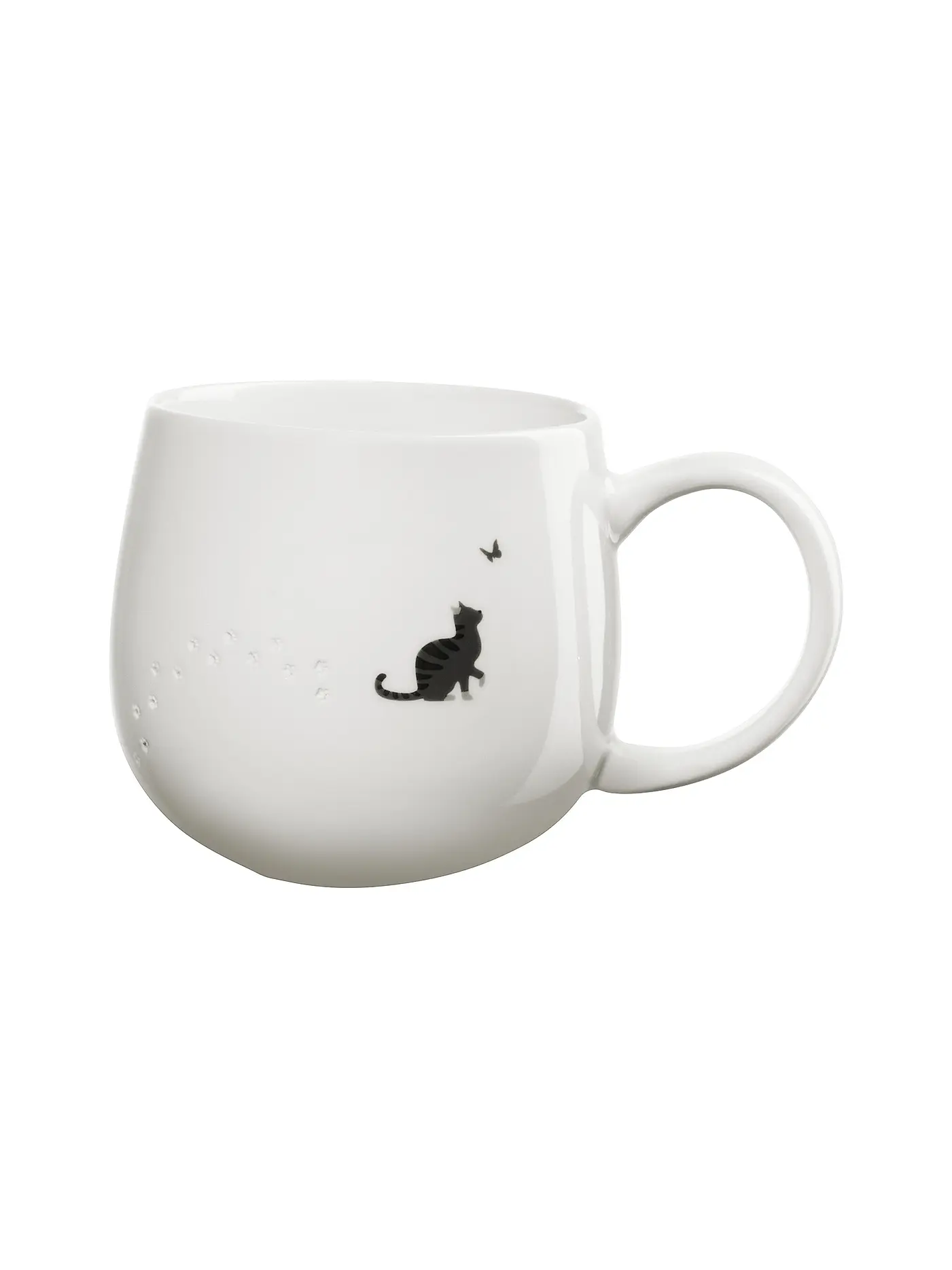 ASA SELECTION | Henkelbecher 0,4l MAGU-FOOTPRINTS Cat | weiss