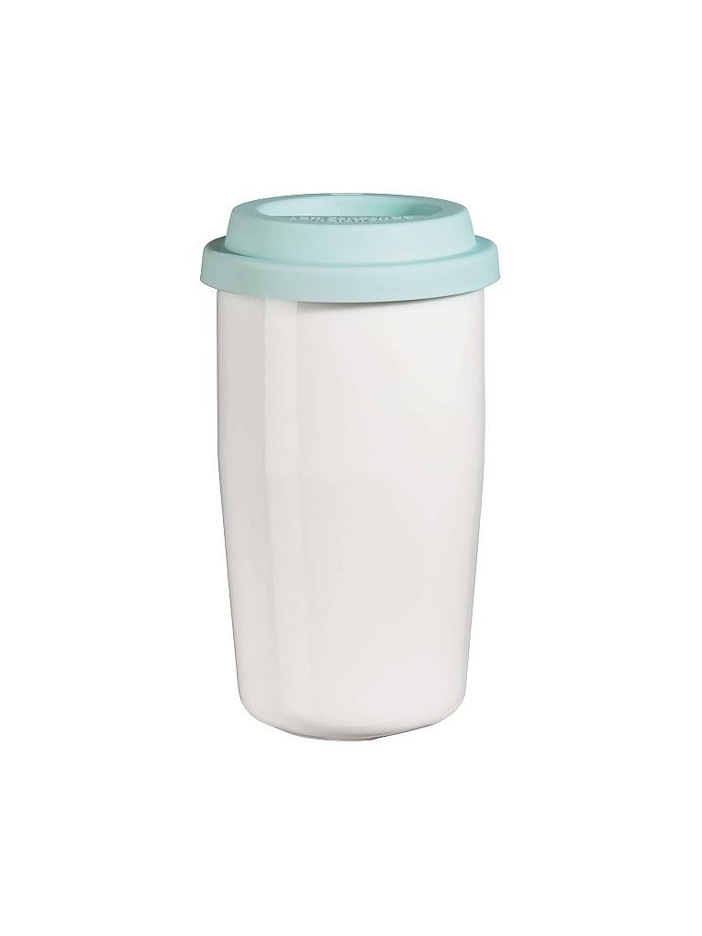 ASA SELECTION | Thermobecher mit Deckel "Cup & Go - Thermo" 0,35l (Weiss/Grün) | weiß