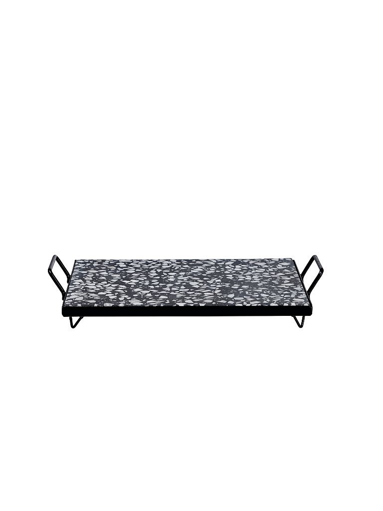 ASA Terrazzo Tablett mit Griff 30x21cm (Schwarz/Weiss) schwarz