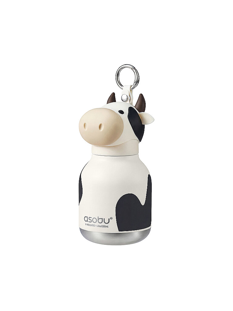 ASOBU Kinder Mini-Isolierflasche KUH 0,2l  Weiss/Schwarz weiss