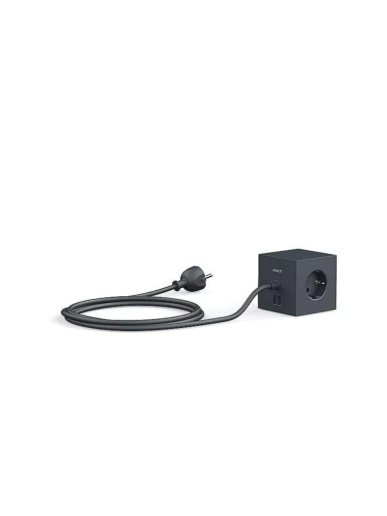 AVOLT | Mehrfachsteckdose Square 1 F 1.8MT Stockholm Black | hellgrau