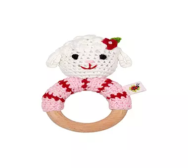 BABY GLÜCK Häkel-Ringrassel Lämmchen
