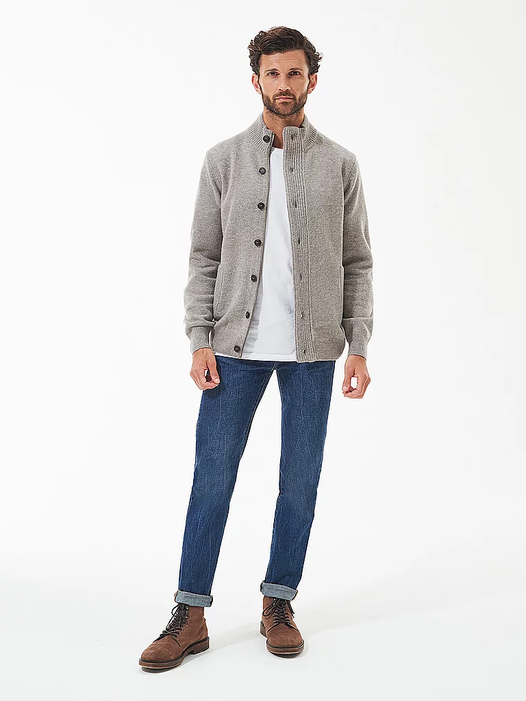 BARBOUR Strickjacke ESSENTIAL hellgrau | L