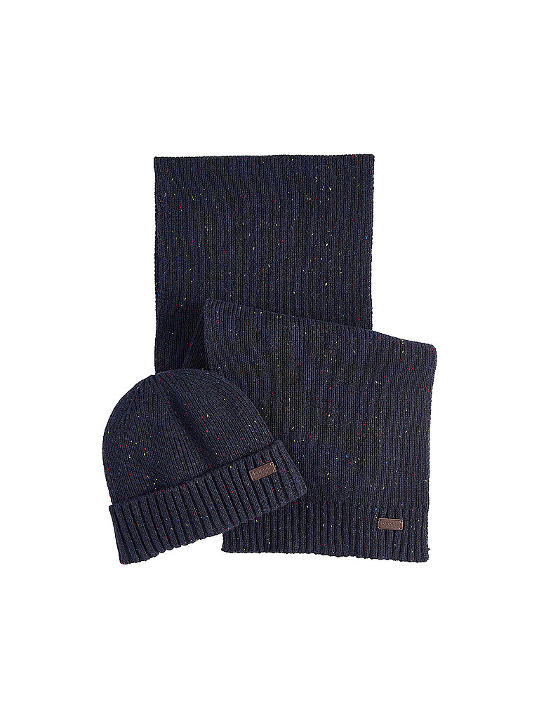 Barbour Set Schal und Mütze Herren 2MMGS0047 Marineblau, Marina Military, Einheitsgröße