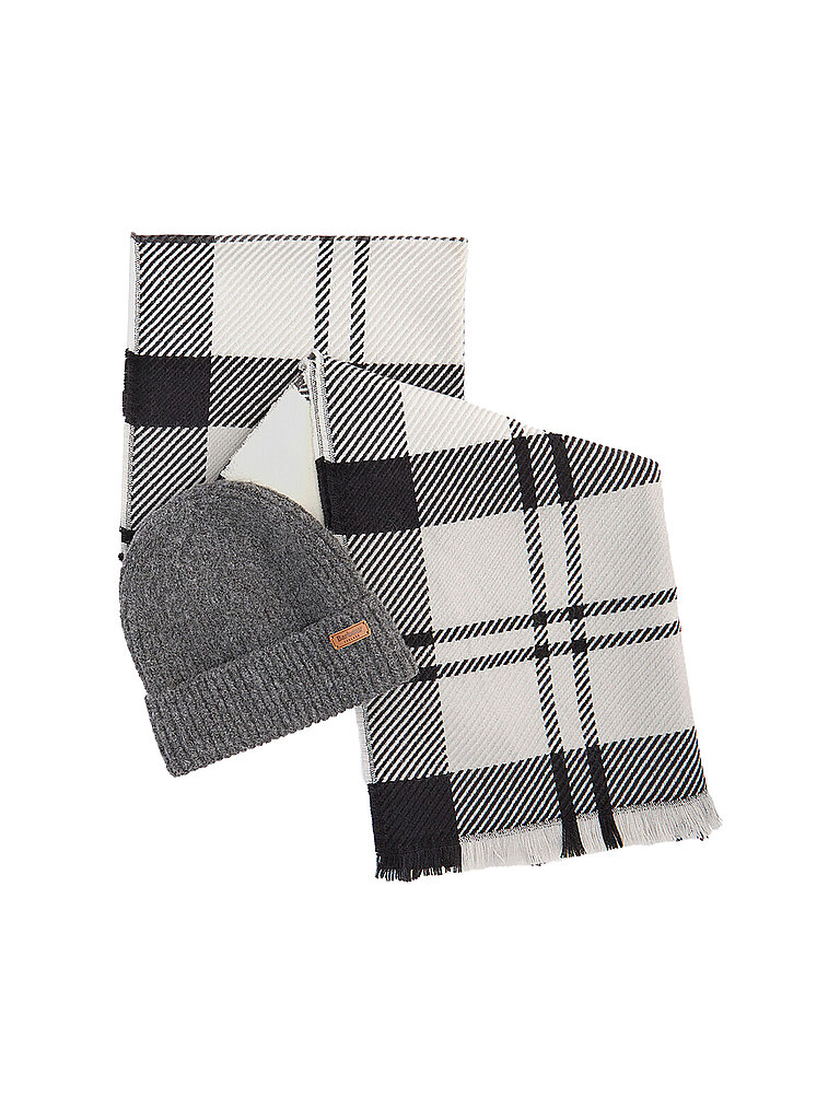 BARBOUR Geschenkset Beanie und Schal PENDLE grau
