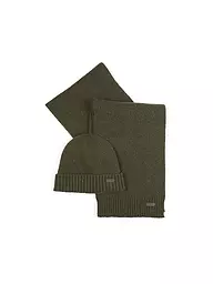 BARBOUR | Geschenkset 2-teilig Schal und Mütze CARLTON | olive