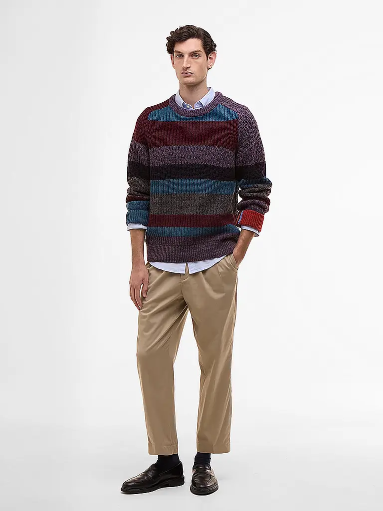 BARBOUR | Paul Smith loves Barbour Pullover Multi Striped Rundhalsausschnitt | Rot