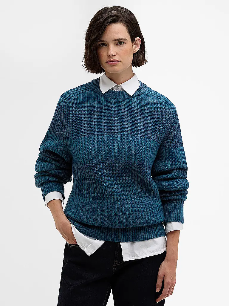 BARBOUR | Paul Smith loves Barbour Pullover Saddle Rundhalsausschnitt | blau