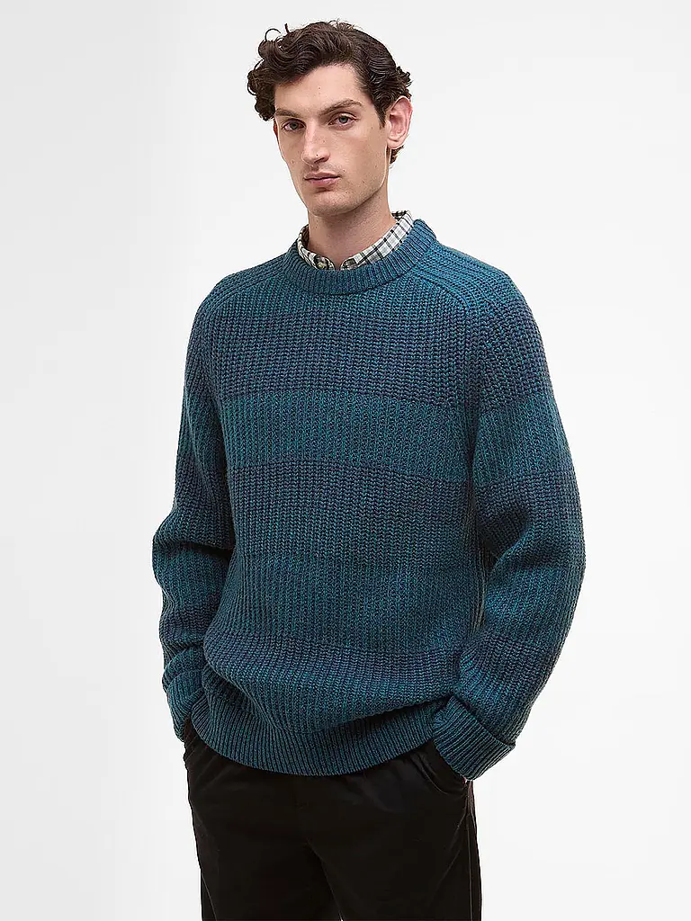 BARBOUR | Paul Smith loves Barbour Pullover Saddle Rundhalsausschnitt | blau