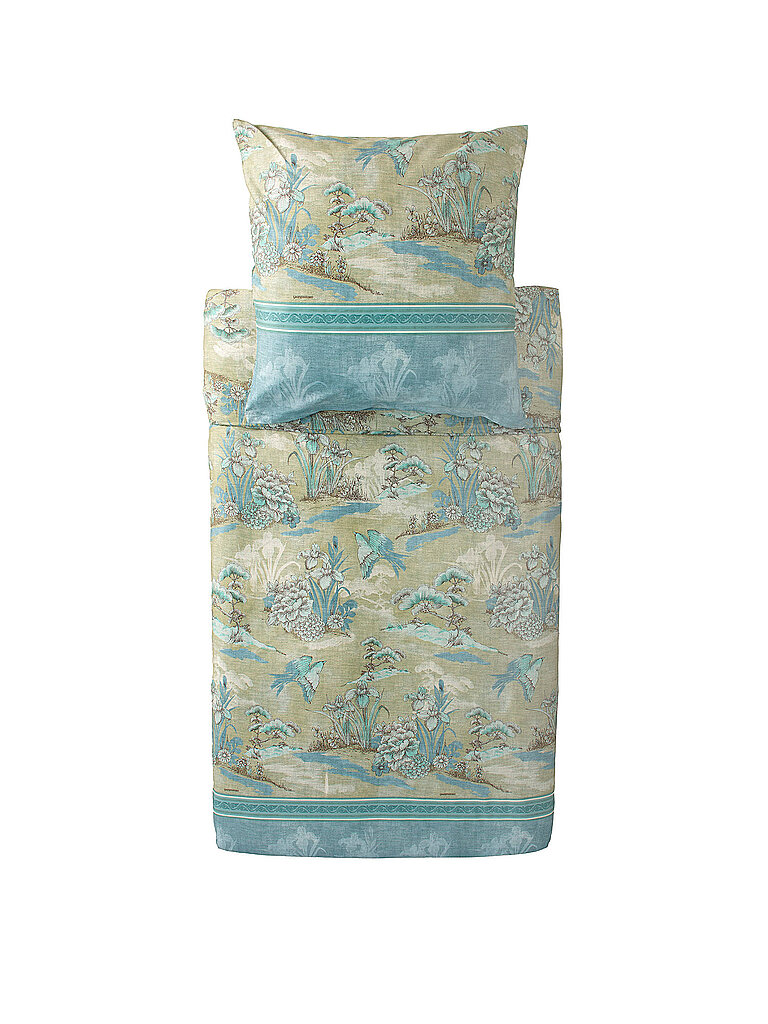 BASSETTI Satin Bettwäsche 70x90cm / 140x200cm ACQUAFORTE  Gruen mint
