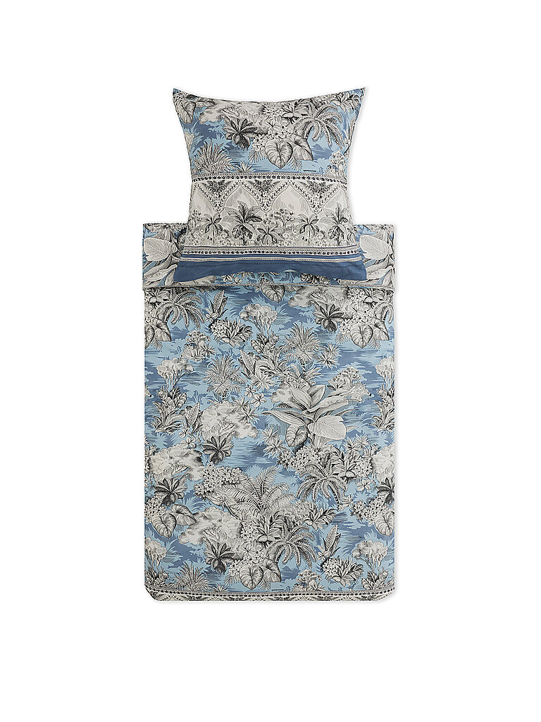 BASSETTI Satin Bettwäsche BOBOLI 70x90cm/140x220cm Rauchblau  hellblau