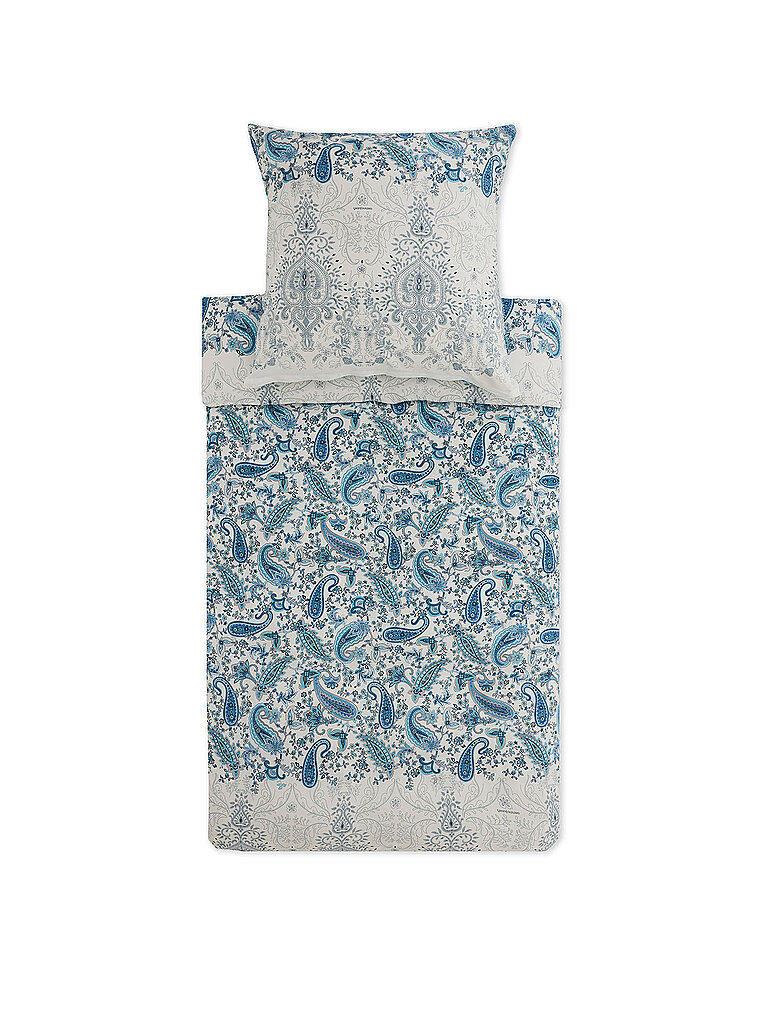 BASSETTI Satin Bettwäsche MONNALISA 2x 70x90cm / 200x200cm Raucblau hellblau