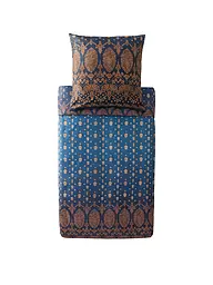 BASSETTI | Satin Bettwäsche  70x90cm / 140x200cm GOLD DECOR Smaragdgruen | Dunkelblau