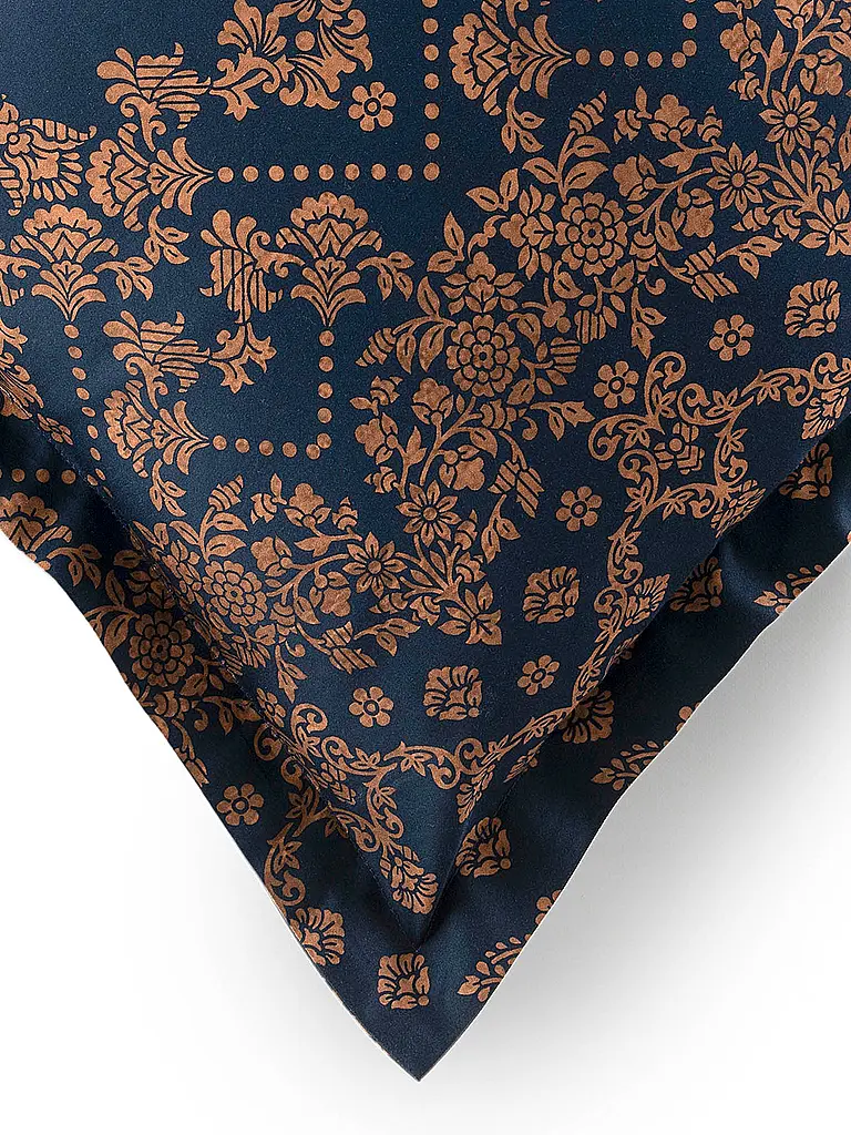 BASSETTI | Satin Bettwäsche  70x90cm / 140x200cm GOLD DECOR Blau | Dunkelblau