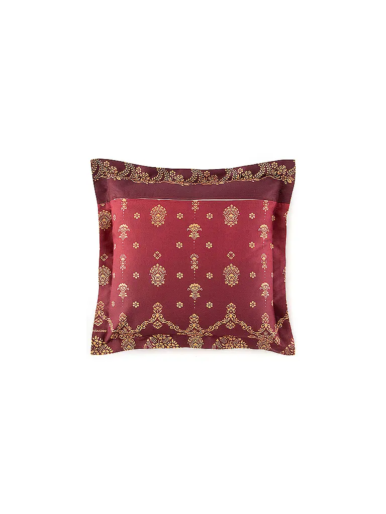 BASSETTI | Satin Bettwäsche  70x90cm / 140x200cm GOLD DECOR Bordeaux | Dunkelrot