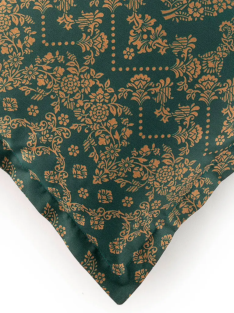 BASSETTI | Satin Bettwäsche  70x90cm / 140x200cm GOLD DECOR Smaragdgruen |