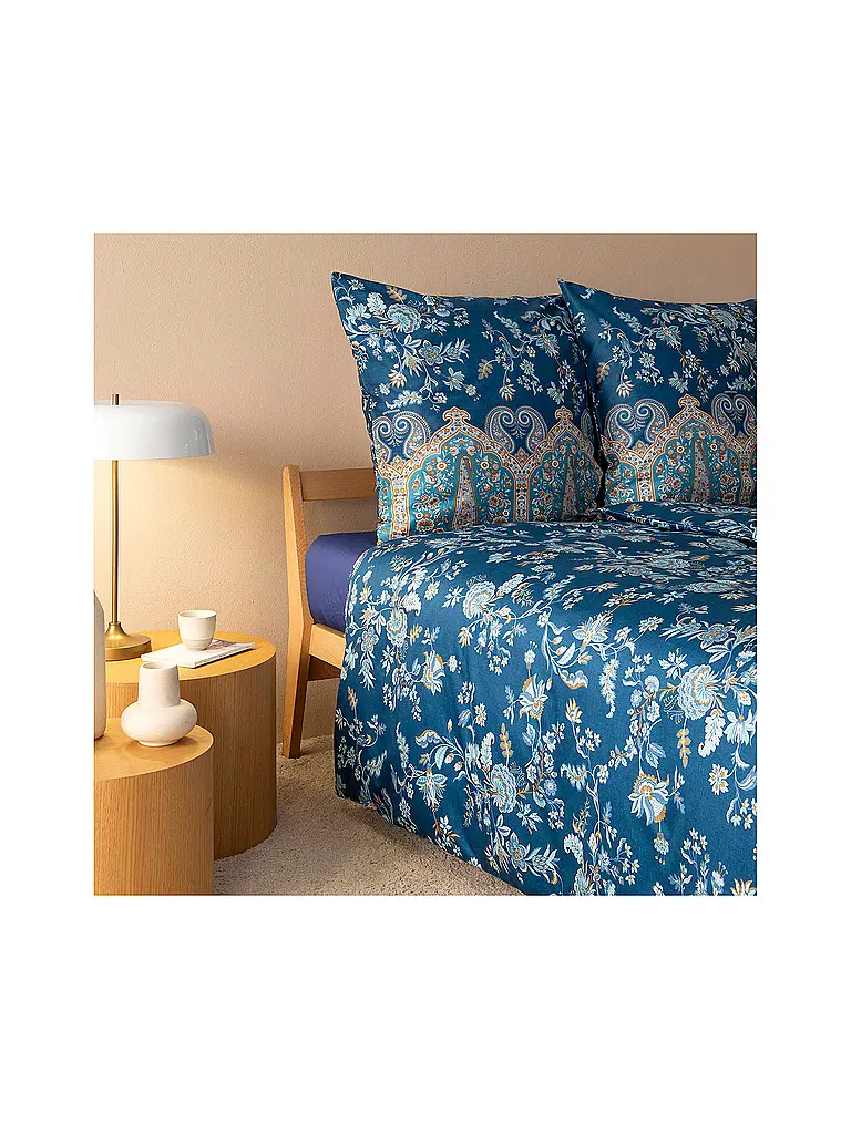 BASSETTI | Satin Bettwäsche  70x90cm / 140x200cm INDIAN ROSES Blau | dunkelblau