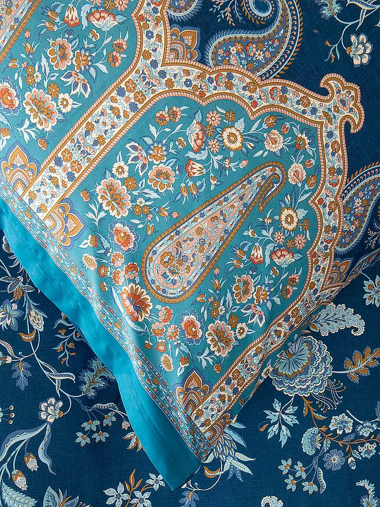 BASSETTI | Satin Bettwäsche  70x90cm / 140x200cm INDIAN ROSES Blau | dunkelblau