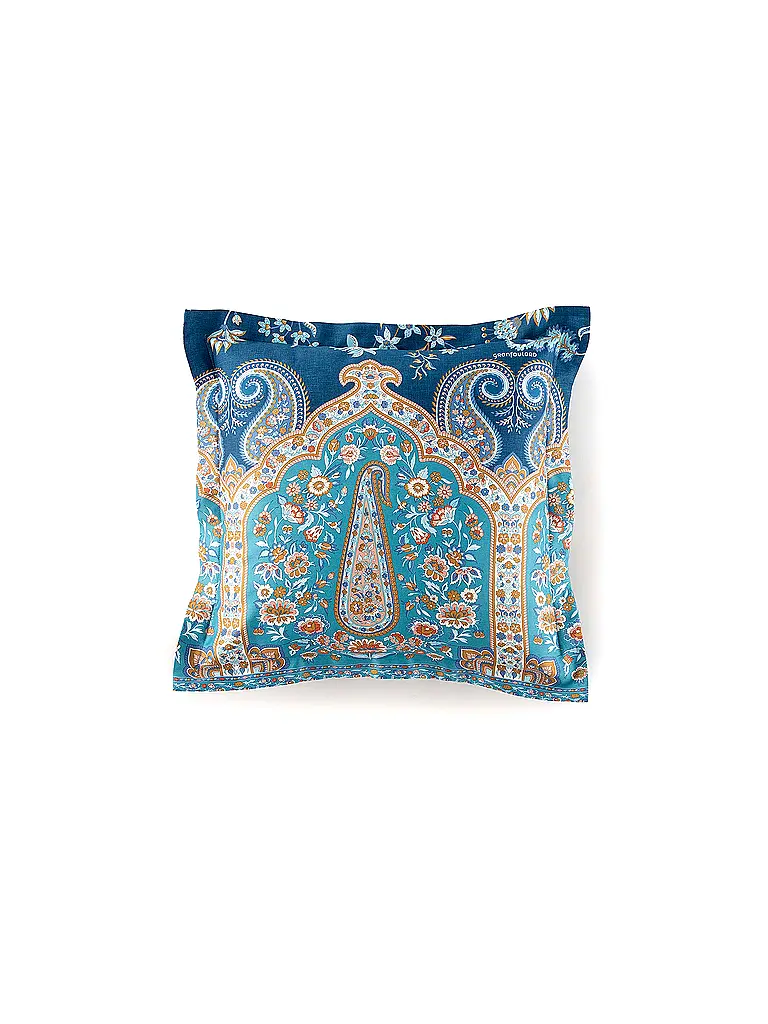 BASSETTI | Satin Bettwäsche 2x70x90cm/  200x200cm INDIAN ROSES Blau | dunkelblau