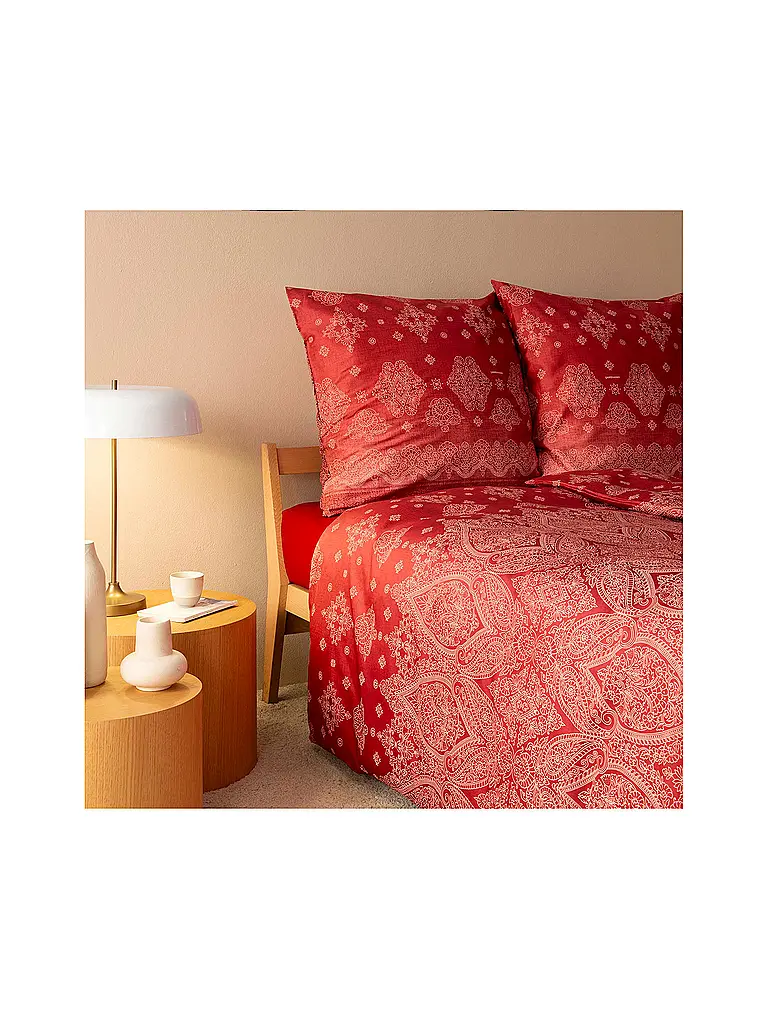 BASSETTI | Satin Bettwäsche 2x70x90cm/  200x200cm KERALA Bordeaux | 