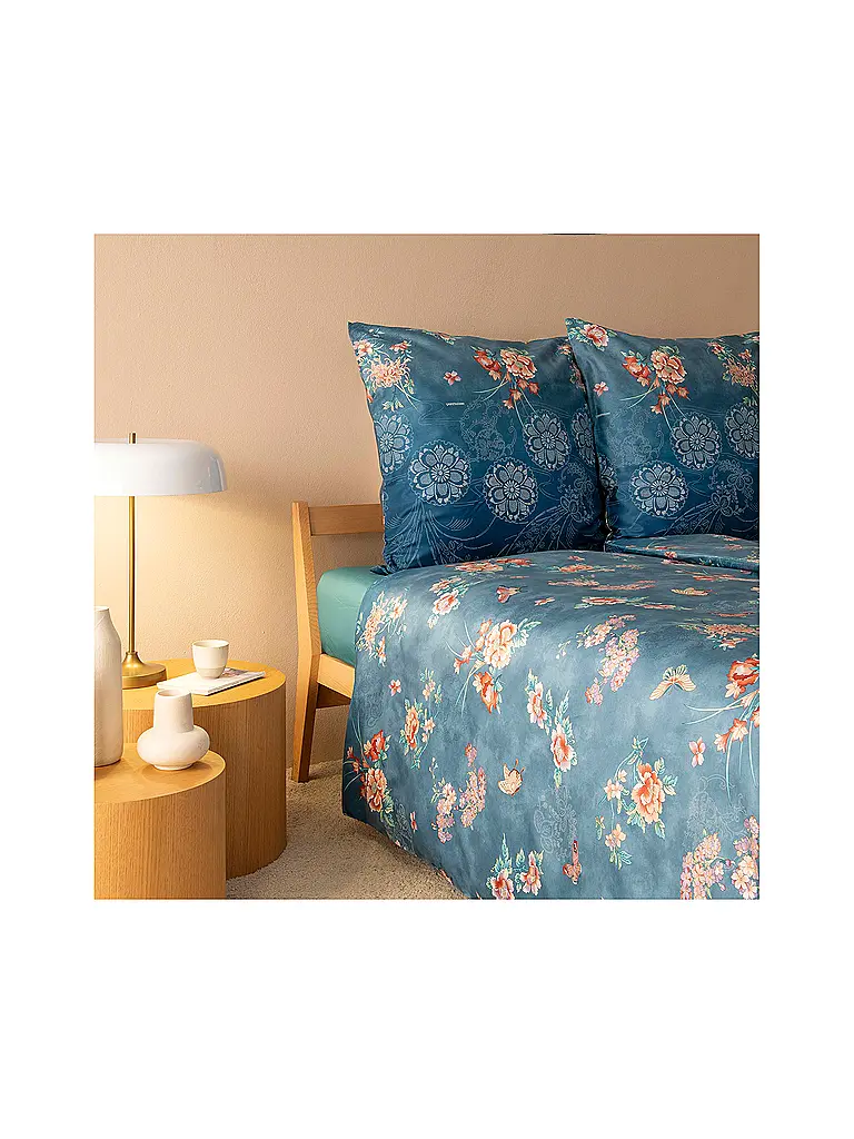 BASSETTI | Satin Bettwäsche 70x90cm / 140x200cm ESPERIDI Petrol | blau