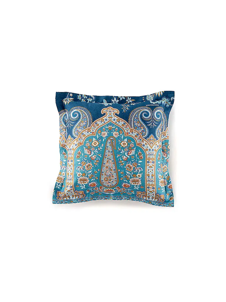 BASSETTI | Satin Bettwäsche 70x90cm / 140x220cm  INDIAN ROSES Blau | dunkelblau