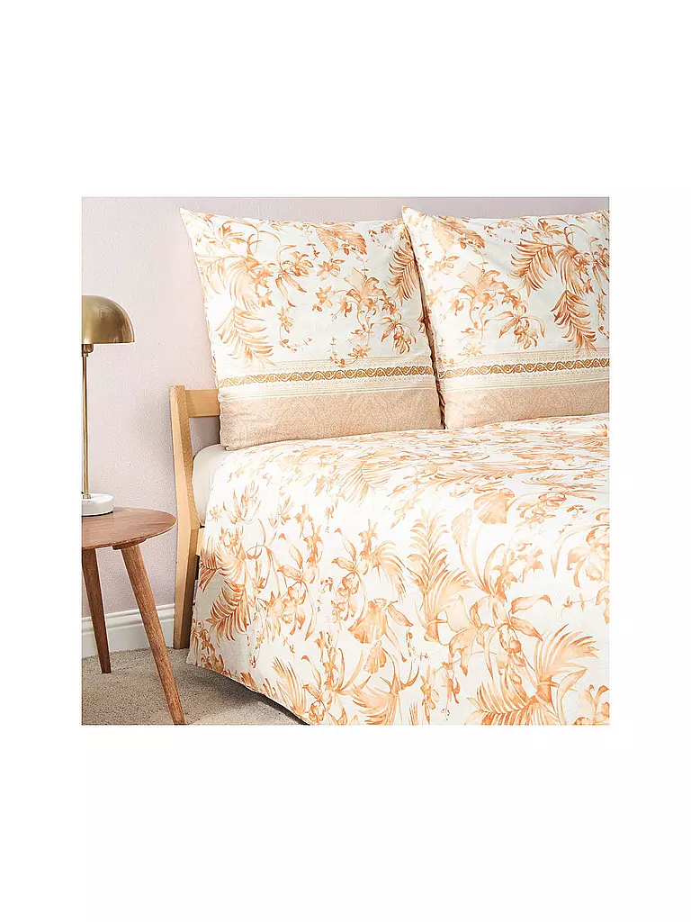 BASSETTI | Satin Bettwäsche IBISCUS 70x90cm/140x200cm Creme/Koral | blau