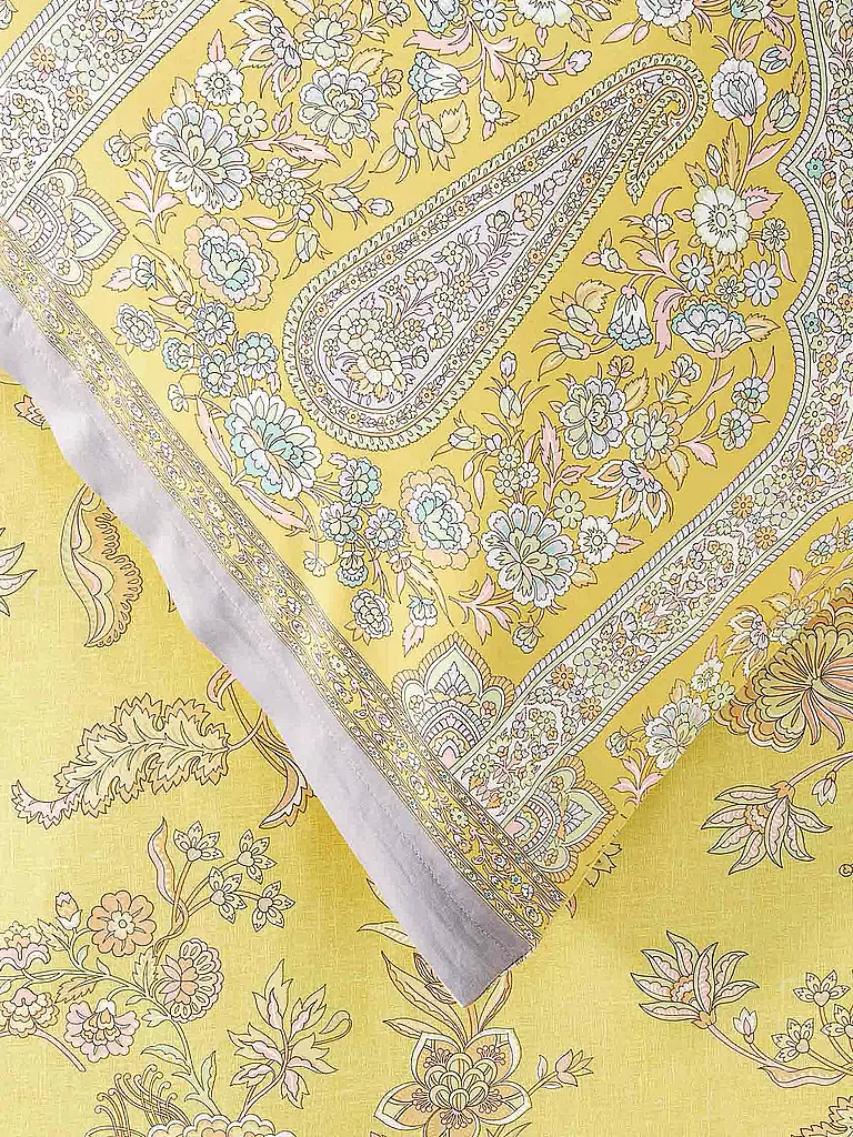 BASSETTI | Satin Bettwäsche INDIAN ROSES 2x 70x90cm / 200x200cm Gelb | beige