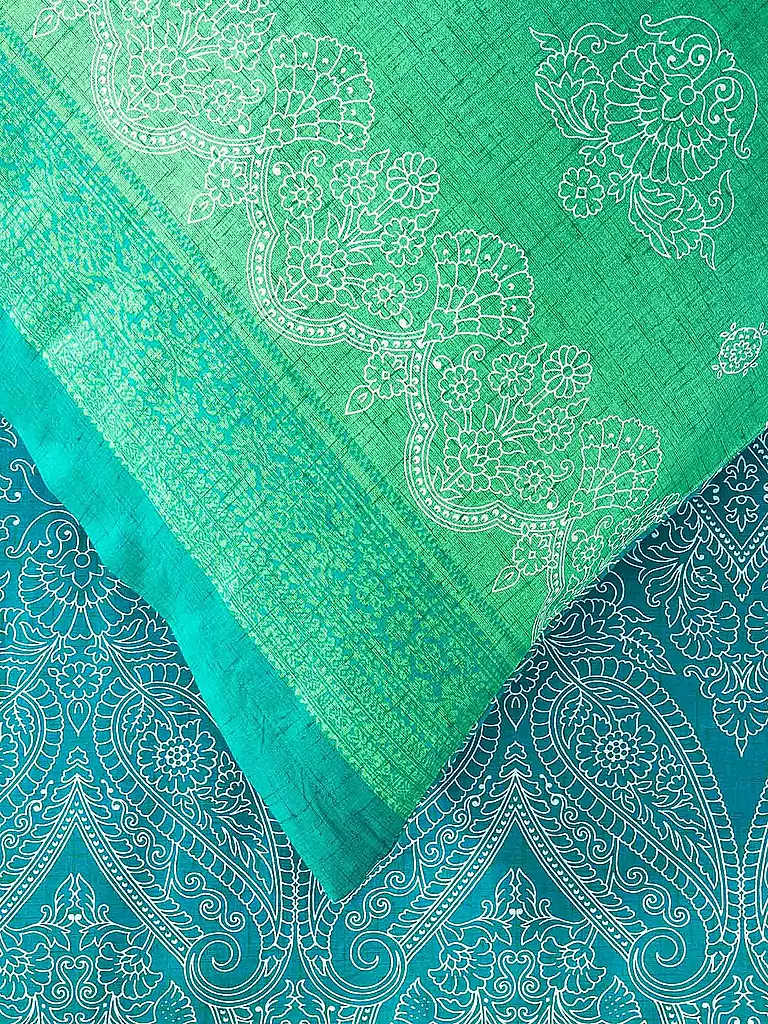BASSETTI | Satin Bettwäsche KERALA 70x90cm/140x200cm Gruen | blau