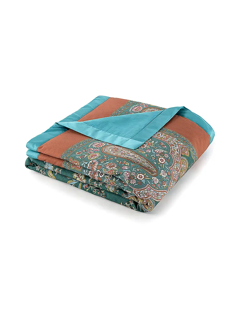 BASSETTI | Tagesdecke - Plaid 135x190cm INDIAN ROSES Gruen | dunkelgrün