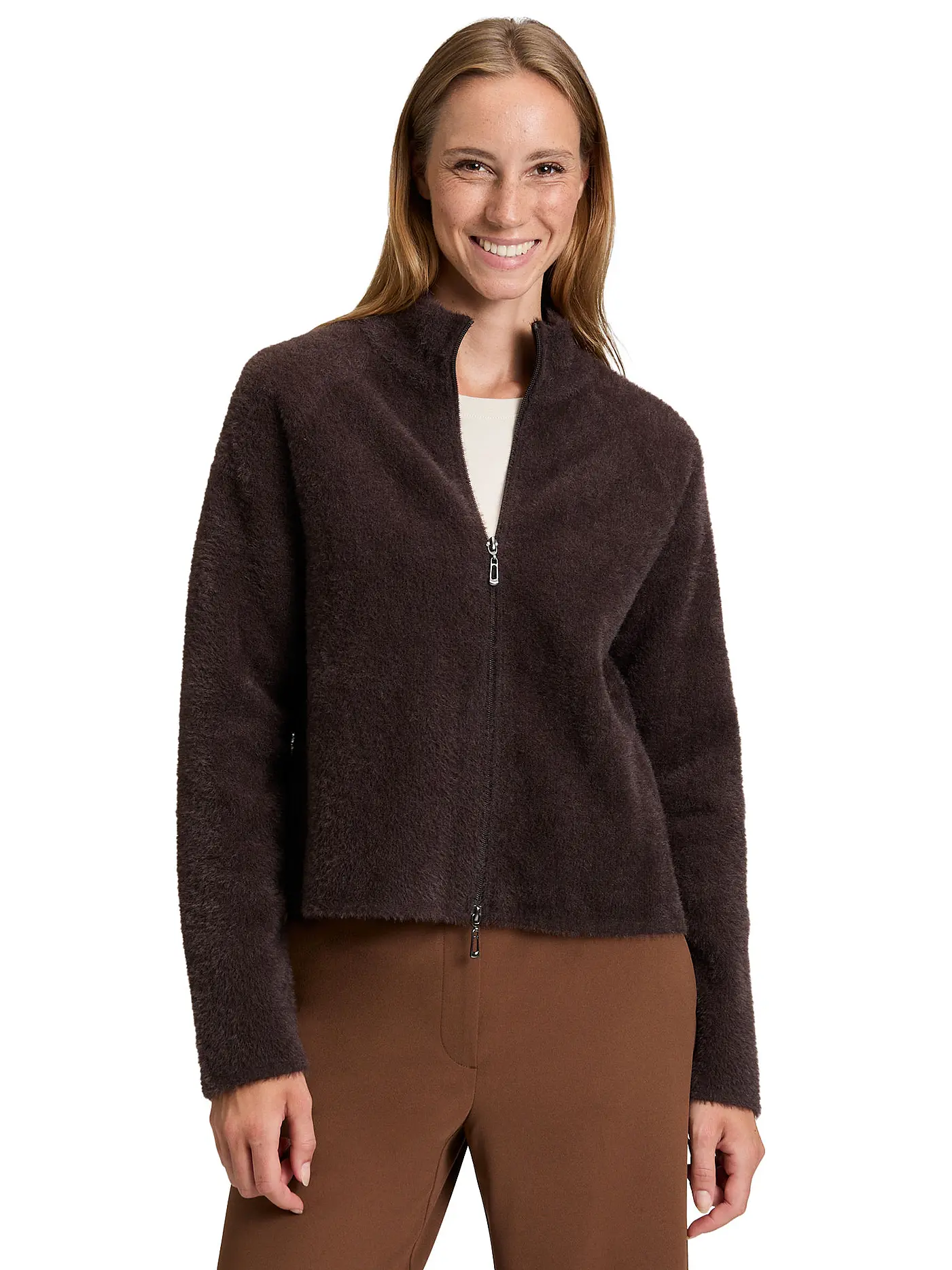 BETTY BARCLAY | Strickjacke in Felloptik | braun