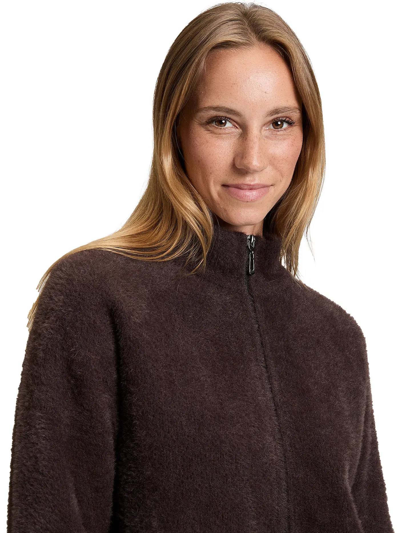 BETTY BARCLAY | Strickjacke in Felloptik | braun