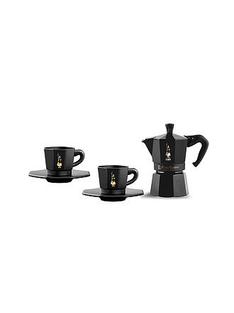 BIALETTI | Moka Express für 6 Tassen + 2 Häferl Schwarz Gold