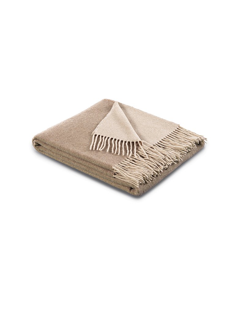 BIEDERLACK Kaschmir Wohndecke - Plaid 130x170cm beige