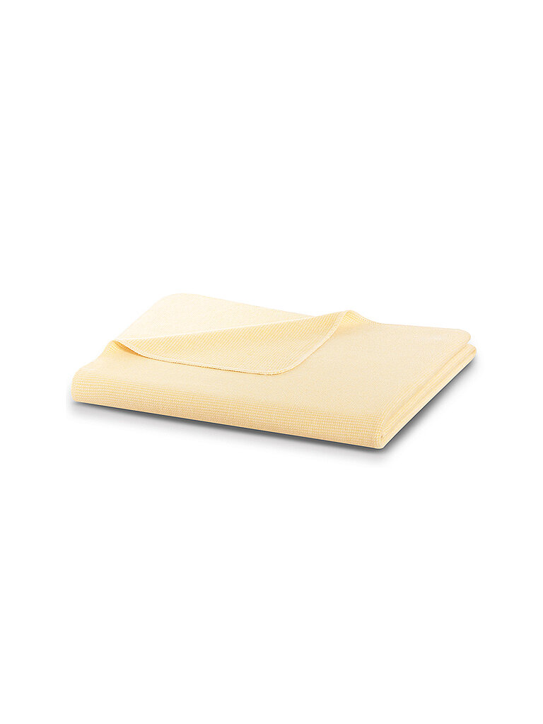 BIEDERLACK Wohndecke Plaid 150x200cm OVERLOCK-STICH Pearl Yellow gelb – BIEDERLACK