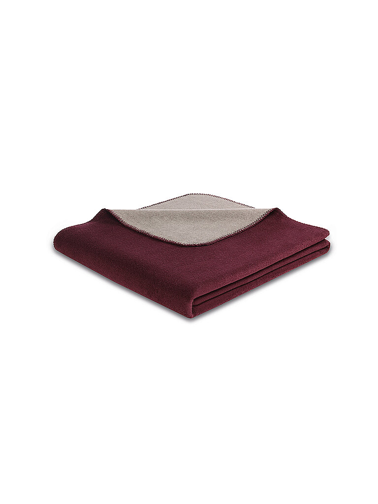 BIEDERLACK Wohndecke - Plaid 150x200cm UNI DOUBLEFACE Feige Taupe  dunkelrot – BIEDERLACK