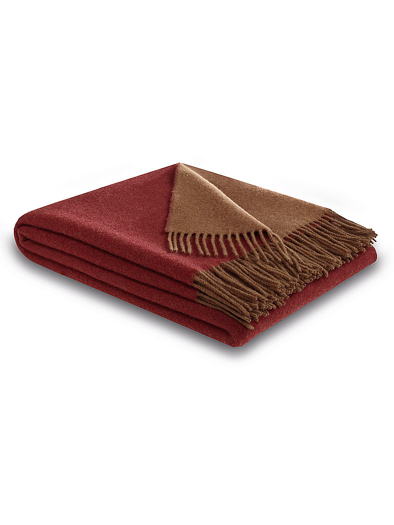 BIEDERLACK Tagesdecke PLAID CASHMERE 130x170cm Pepper Cashew dunkelrot