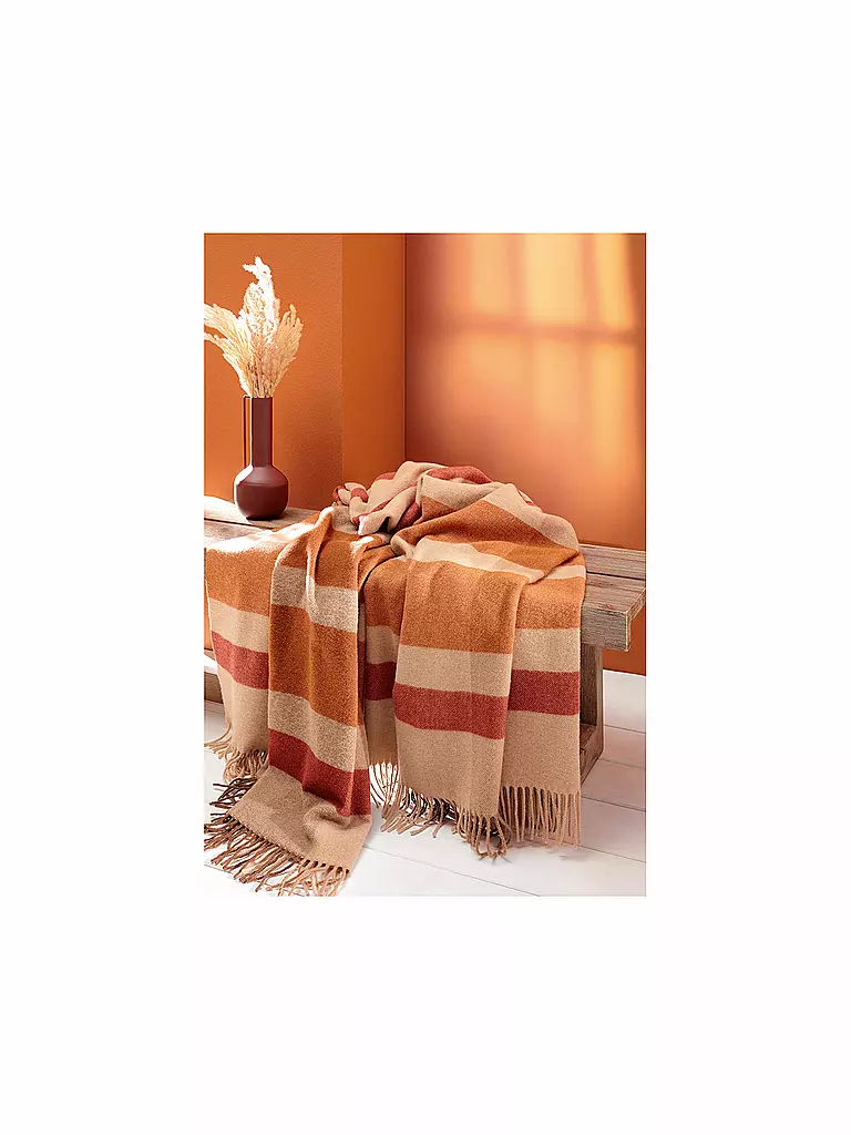 BIEDERLACK | Tagesdecke - Plaid 150x200cm Nature-Charming  | orange