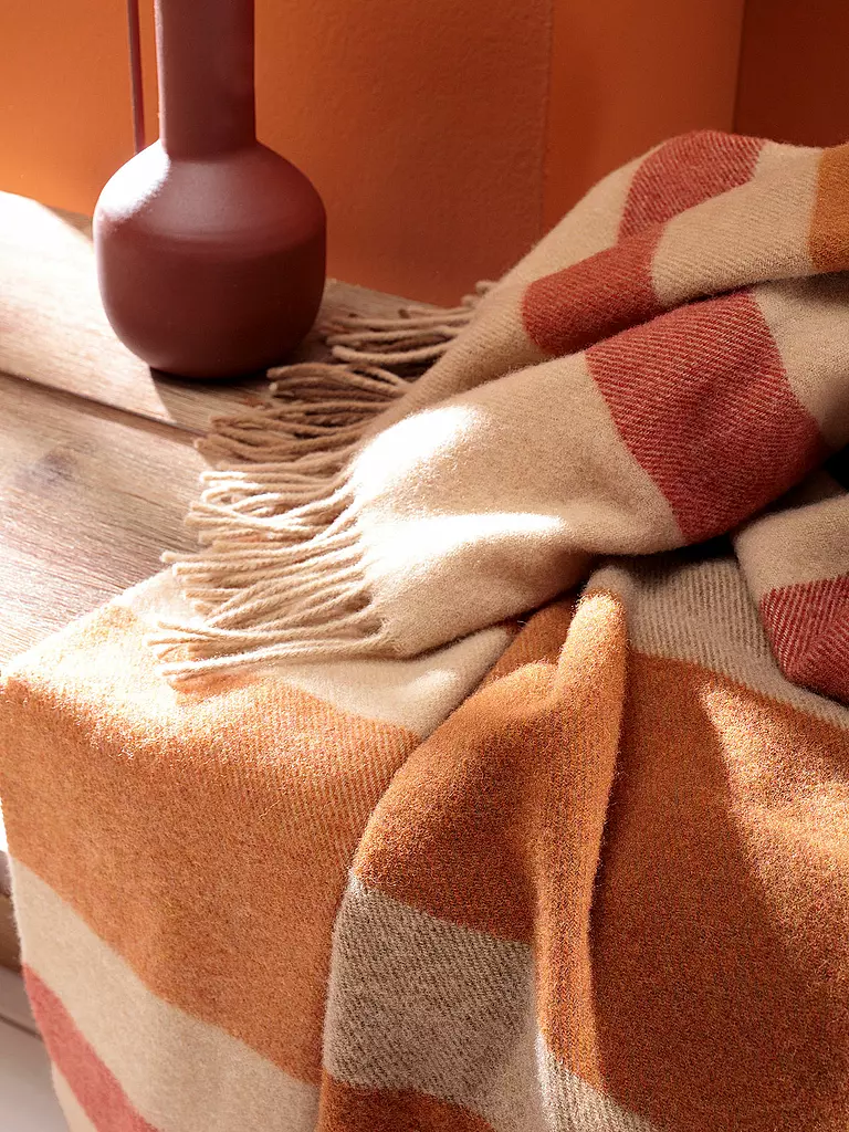 BIEDERLACK | Tagesdecke - Plaid 150x200cm Nature-Charming  | orange