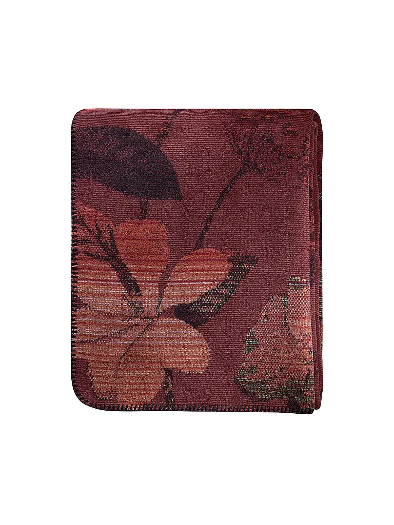 BIEDERLACK | Wohndecke - Plaid 150x200cm RUBY PASSION Velvet Bloom | dunkelrot