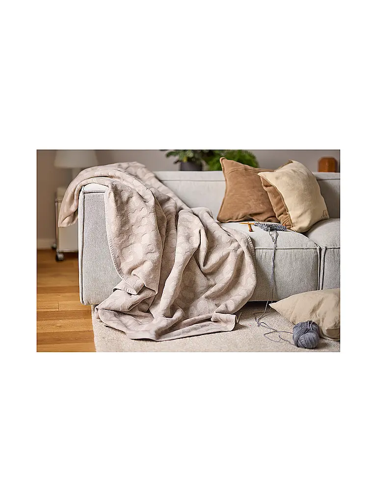 BIEDERLACK | Wohndecke - Plaid 150x200cm SIMPLY ELEGANT Feel Leo | camel