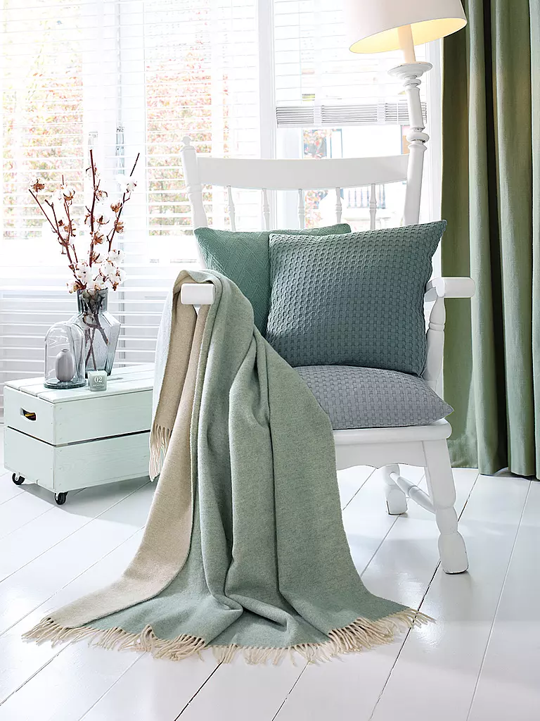 BIEDERLACK | Wohndecke Plaid CASHMERE 130x170cm Malva/Creme | hellgrau