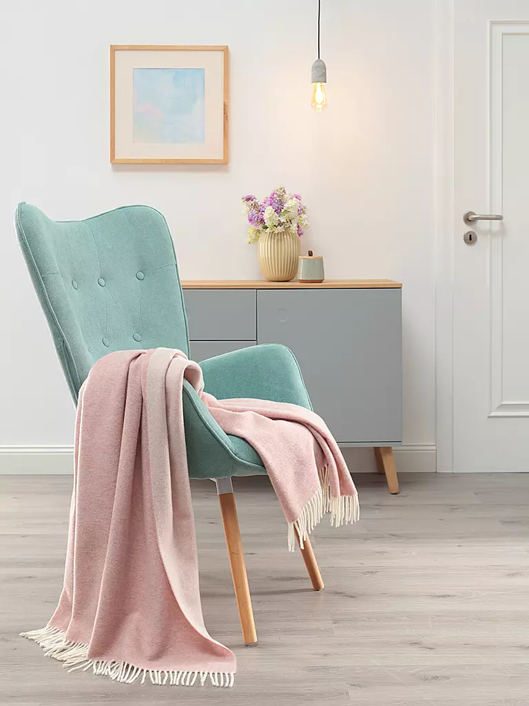 BIEDERLACK | Wohndecke Plaid MODERN CLASSIC 130x170cm Rose Ecru | rosa
