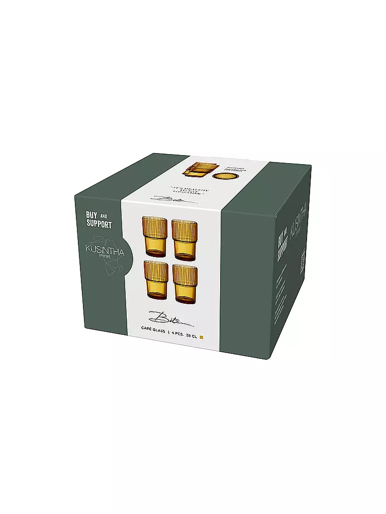 BITZ | Trinkglas KUSINTHA 4er Set 380ml Amber | hellgrün