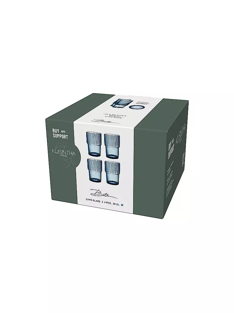 BITZ | Trinkglas KUSINTHA 4er Set 380ml Blau | hellgrün